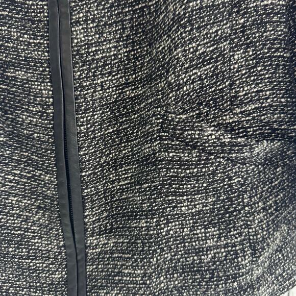 Eileen Fisher Large Black & White Tweed Zippered Front Jacket Faux Pockets - Picture 2 of 8